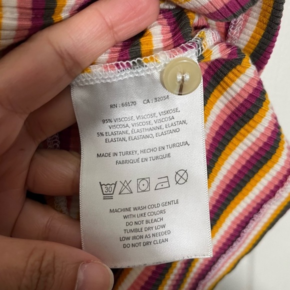 MAEVE by ANTHROPOLOGIE Ribbed Striped Multicolored Button Down Top | size XSMALL - Picture 5 of 7